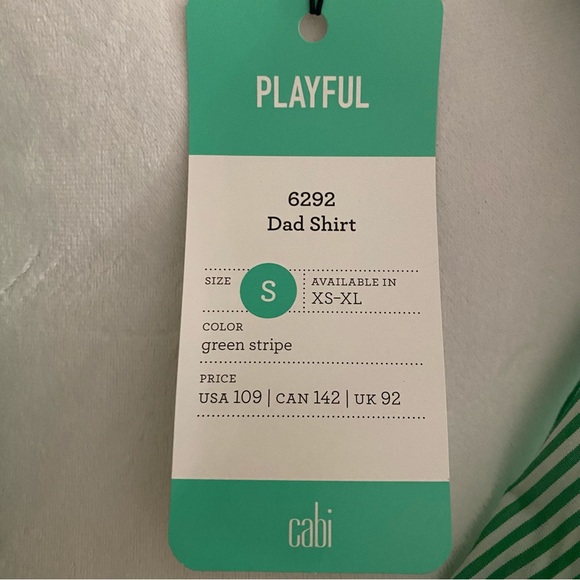 cabi NWT Dad Short, Green and White, SMALL, Spring 2023 - Picture 10 of 11